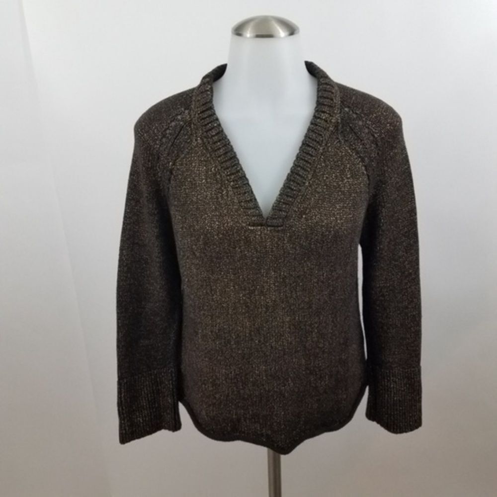 Worth sweater womens S brown gold metallic cut out‎